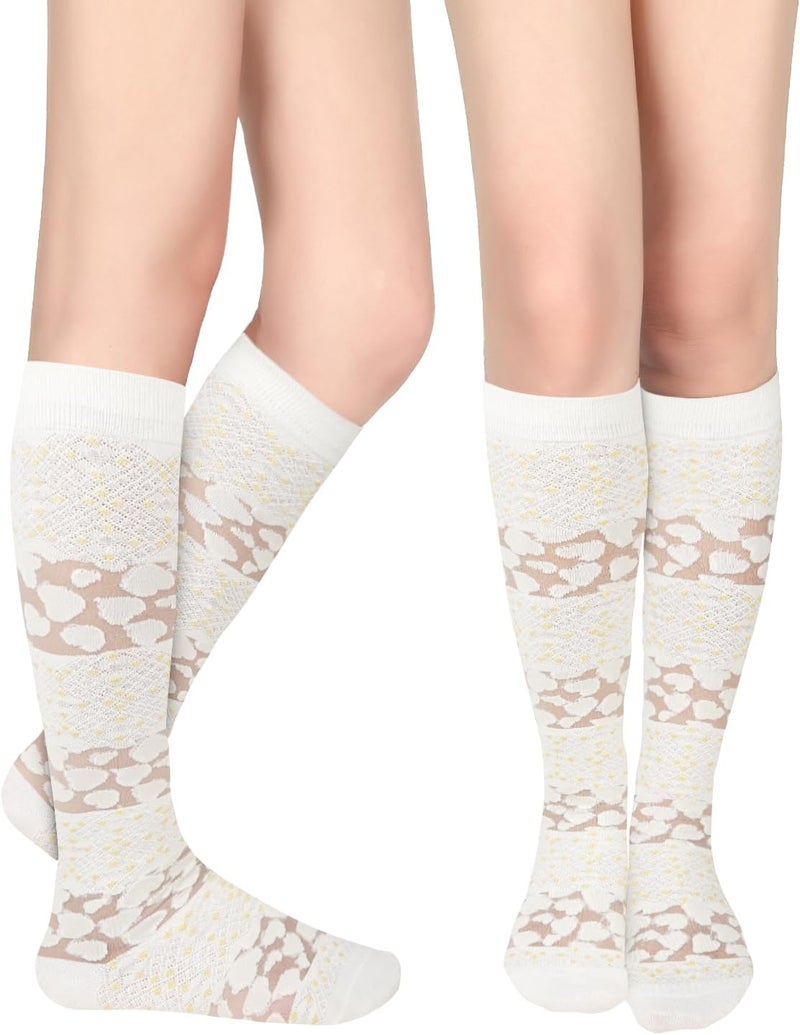 Benefeet Sox Womens Lace Knee High Socks Girls Sheer Mesh Knee High Stockings Cute Fishnet Lolita Calf Sock - Image 2